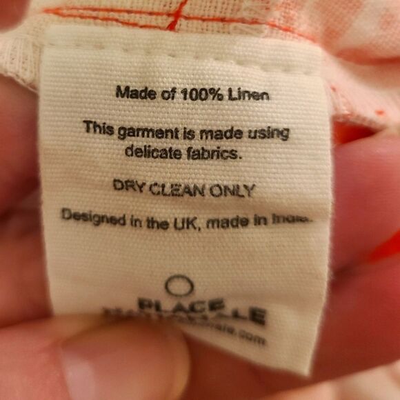 Place Nationale Lebre 100% Linen Shorts in Red Seashore Size Small No Belt - Picture 5 of 6